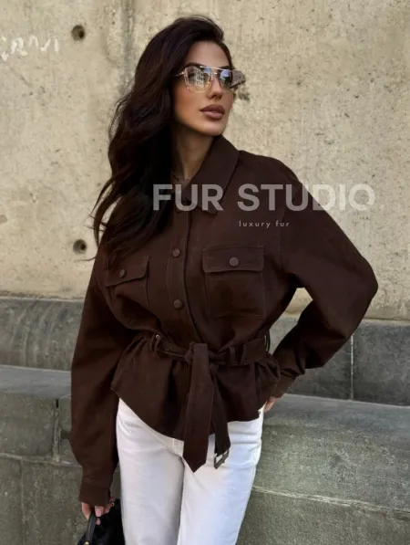 Женская куртка - рубашка из замши - фото 5