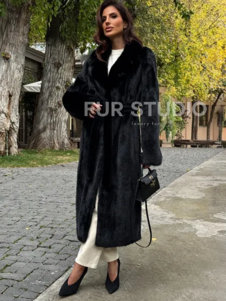 Черная норковая шуба - фото 2