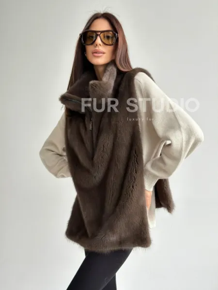 Женская меховая манишка - мех норка - фото 6