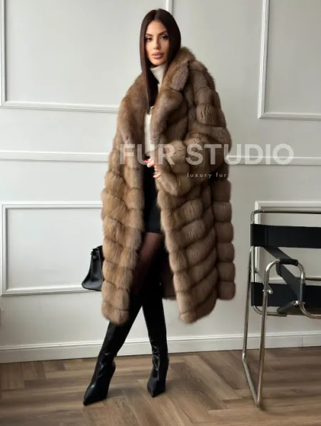 Шуба из куницы - английский воротник - фото 13