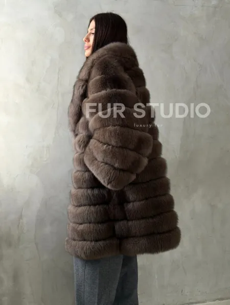 Шуба из песца под соболь - английский воротник - фото 12