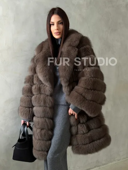 Шуба из песца под соболь - английский воротник - фото 13