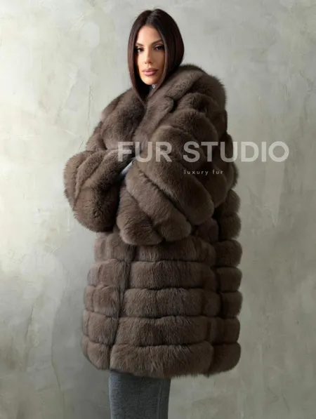 Шуба из песца под соболь - английский воротник - фото 8