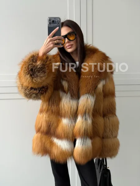 Шуба из натурального меха - лиса огнёвка - фото 0