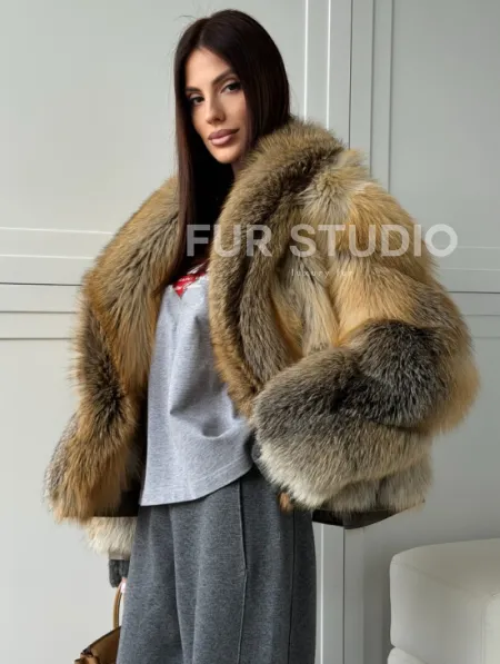 Женская шуба из лисьего меха Golden Edged Fox - фото 6