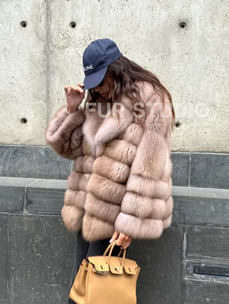 Шуба из меха куницы - цвет Tortora - фото 15