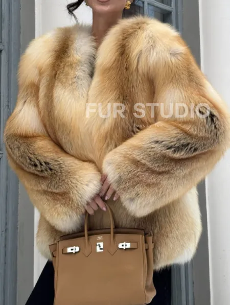 Шуба Premium из меха альпийской лисы - GOLDEN FOX - фото 1