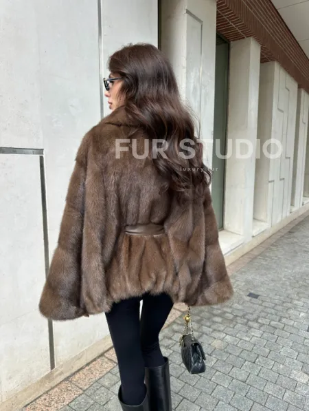 Шуба норковая автоледи - цвет соболь - фото 4