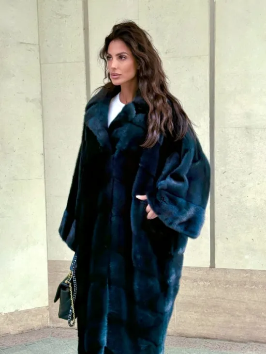 Женская шуба из меха норки в стиле «Oversize» (больших размеров) - фото 6