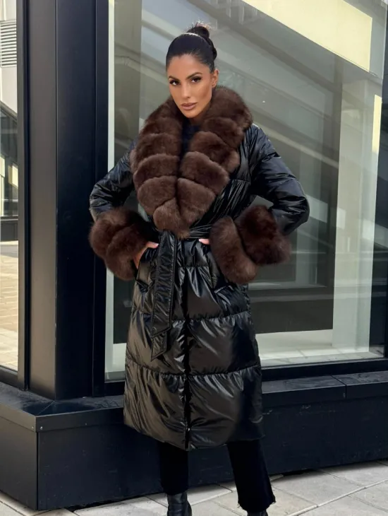 Зимний женский пуховик с воротником из меха финского песца - фото 4
