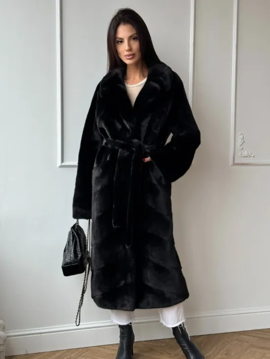 Классическая шуба Luxury Fashion из меха норки Velvet - паркет,  рукава в роспуск - фото 5