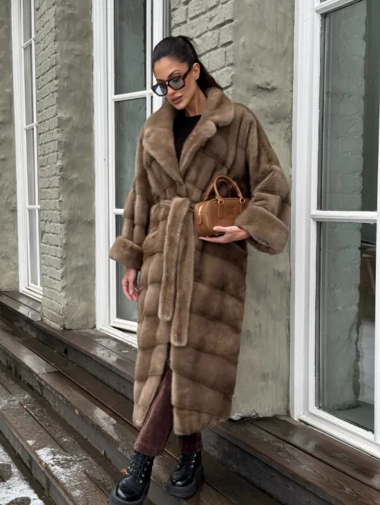 Шуба - кимоно из меха норки Saga Furs в натуральном цвете пастель - фото 10