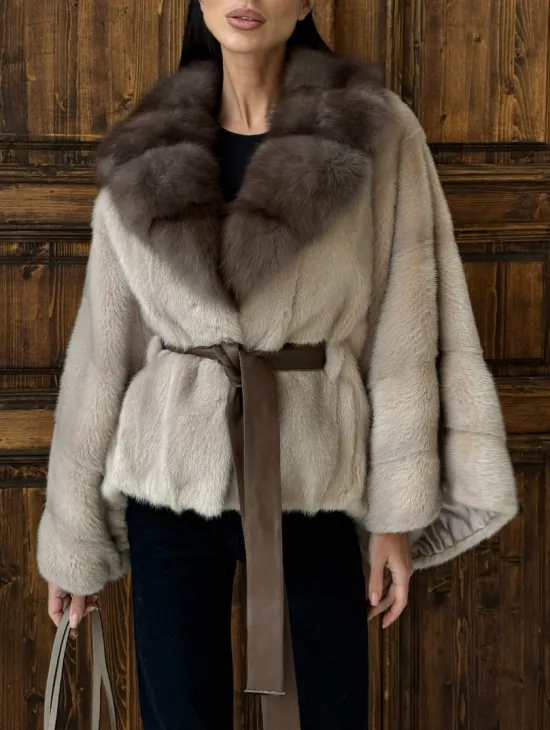 Женское меховое манто из норки  Pastel - 