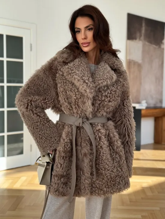 Двусторонняя шуба - дублёнка из меха испанского тиградо - фото 2