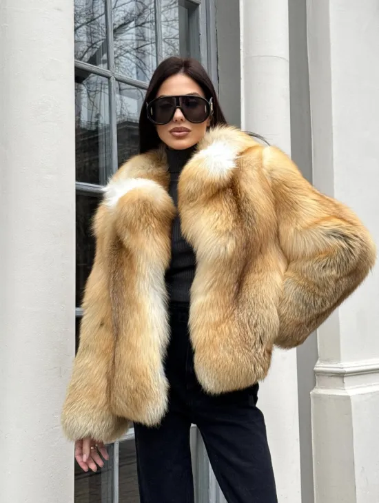 Полушубок из меха альпийской лисы Premium Golden Fox - фото 4