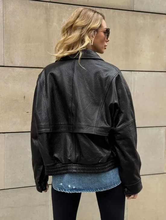 Трендовая куртка - бомбер oversize из натуральной кожи Joomba - фото 6