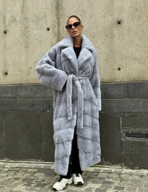 Длинная шуба из голубой скандинавской норки - фото 13