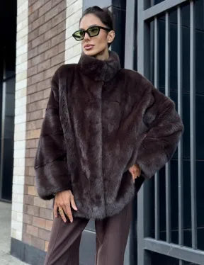 Полушубок автоледи из меха норки - стойка воротник - фото 0