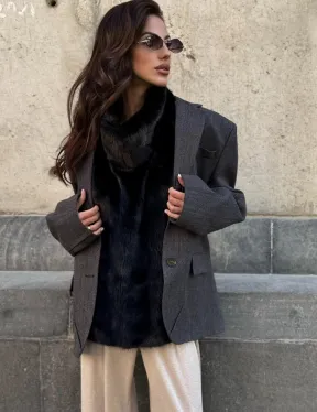 Черная норковая манишка - фото 5