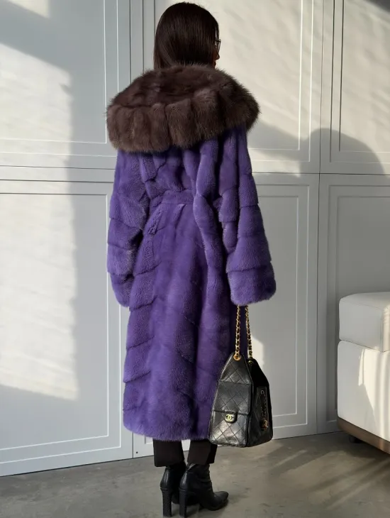 Фиолетовая норковая шуба - фото 3