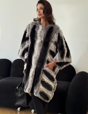 Шуба из кролика рекс - серая - фото 3