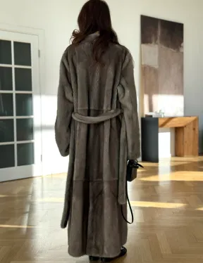 Норковая шуба серая длинная SILVER PREMIUM - фото 2