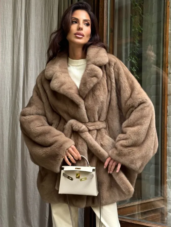 Шуба норковая летучая мышь - фото 0