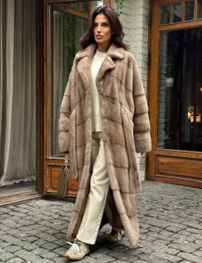 Длинная норковая шуба - цвет пастель - фото 5