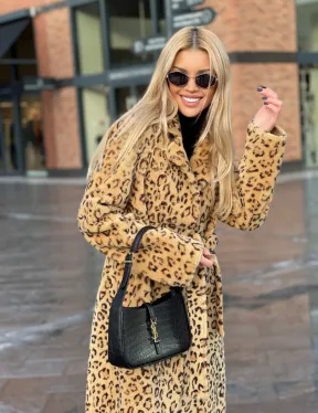 Пальто-шуба из натуральной шерсти под леопард - фото 1