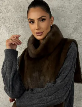 Манишка норковая - цвет соболь - фото 4