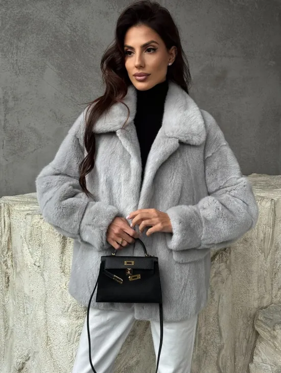 Голубая норковая шуба - фото 3