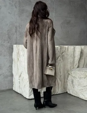 Норковая шуба в сером цвете 