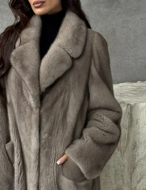 Норковая шуба в сером цвете 