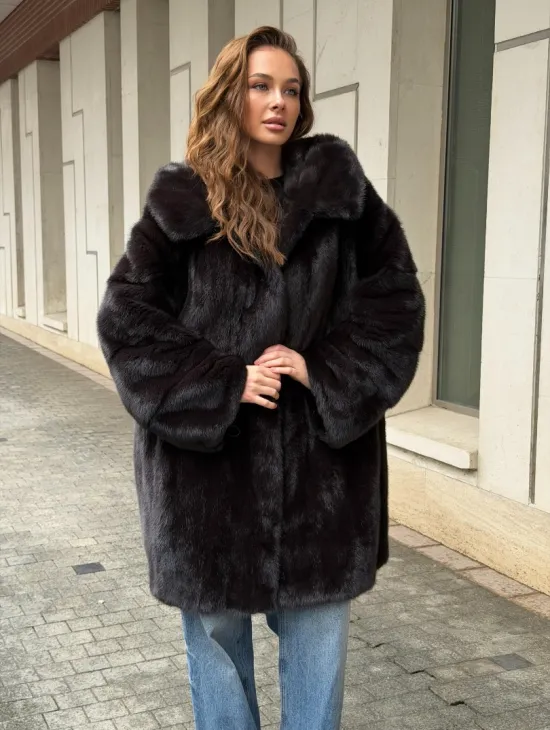 Норковая шуба с капюшоном - фото 5