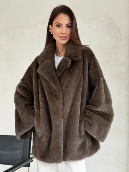 Меховой норковый жакет - английский воротник - фото 7