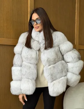 Шуба из натурального песца - стойка воротник - фото 11