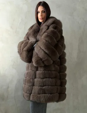 Шуба из песца под соболь - английский воротник - фото 8