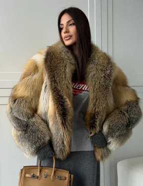 Женская шуба из лисьего меха Golden Edged Fox - фото 8