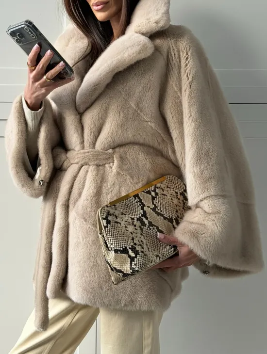 Зимняя норковая шуба фасона «летучая мышь» - фото 5