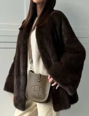 Меховой жакет из норки V- образный воротник - фото 1