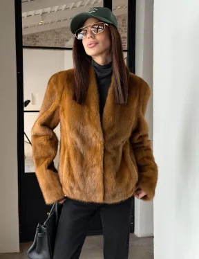 Меховой жакет из золотой норки - фото 22