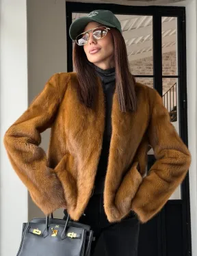 Меховой жакет из золотой норки - фото 18