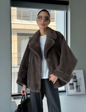 Короткий норковый полушубок - английский воротник - фото 16