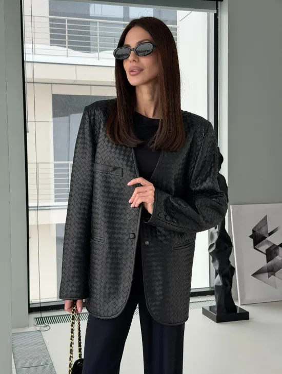 Женский пиджак из натуральной кожи - фото 9