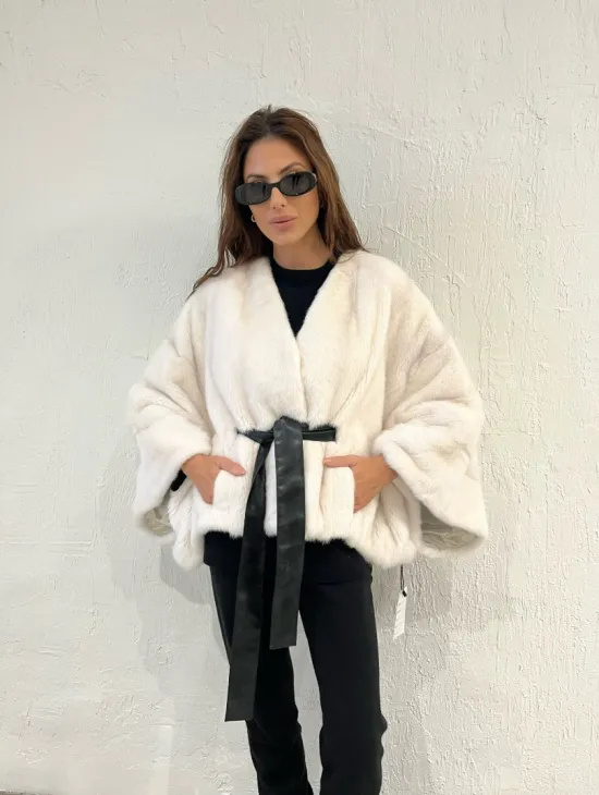 Белое болеро (жакет) из меха норки - фото 7