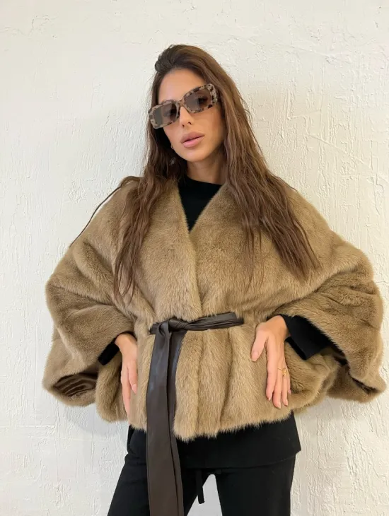 Болеро из меха норки цвет пастель - фото 0