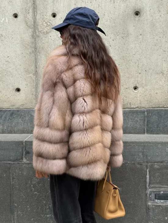 Шуба из меха куницы - цвет Tortora - фото 6