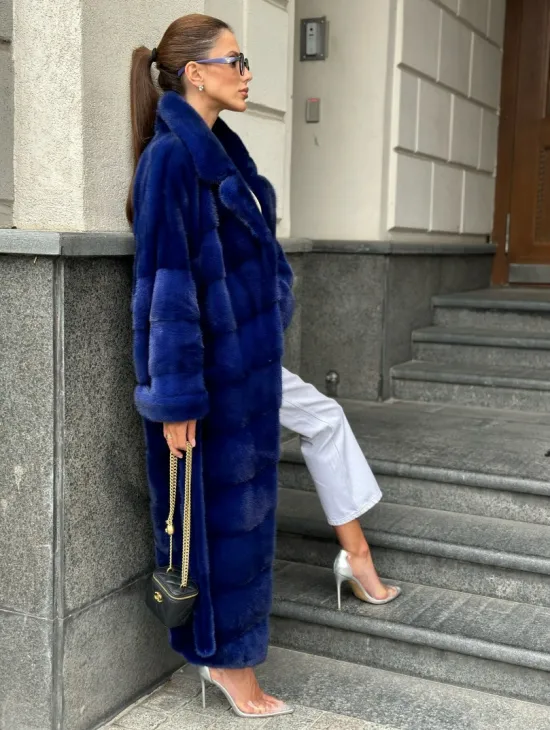 Норковая шуба - цвет электрик - фото 5