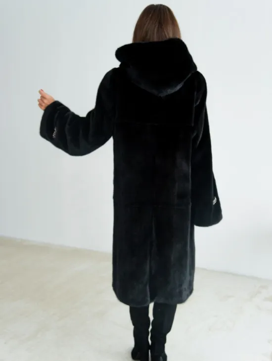 Норка BLACKGLAMA пластины с капюшоном - фото 2