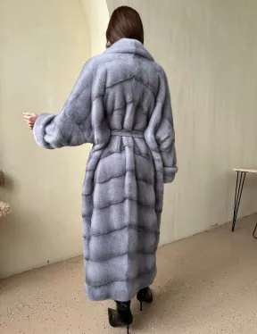 Норка паркет кимоно английский воротник NAFA - сапфир - фото 3